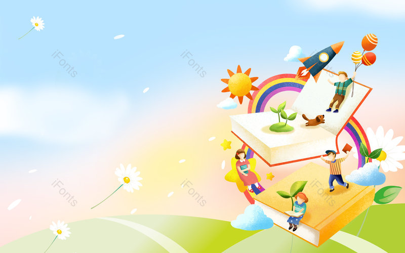 彩色时尚风格六一儿童节儿童图书背景,插画/手绘图,插画/手绘图库,插画/手绘图下载,插画/手绘